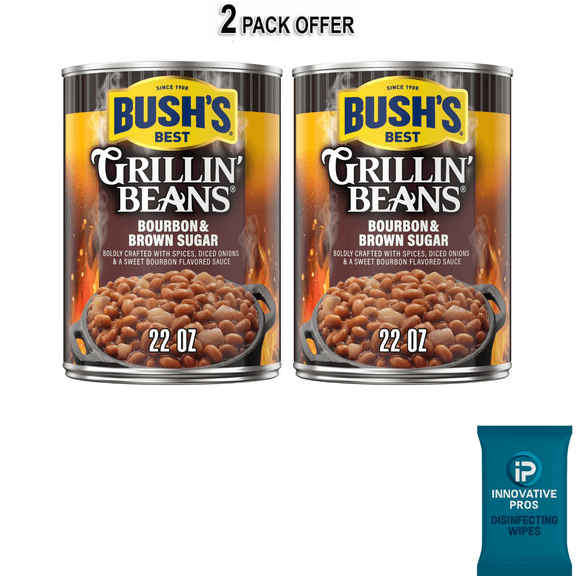 Bush's Bourbon and Brown Sugar Grillin' Beans, Canned Navy Beans, 22 oz