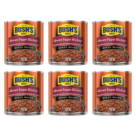Bush's Brown Sugar Hickory Baked Beans 16oz (Pack of 6)