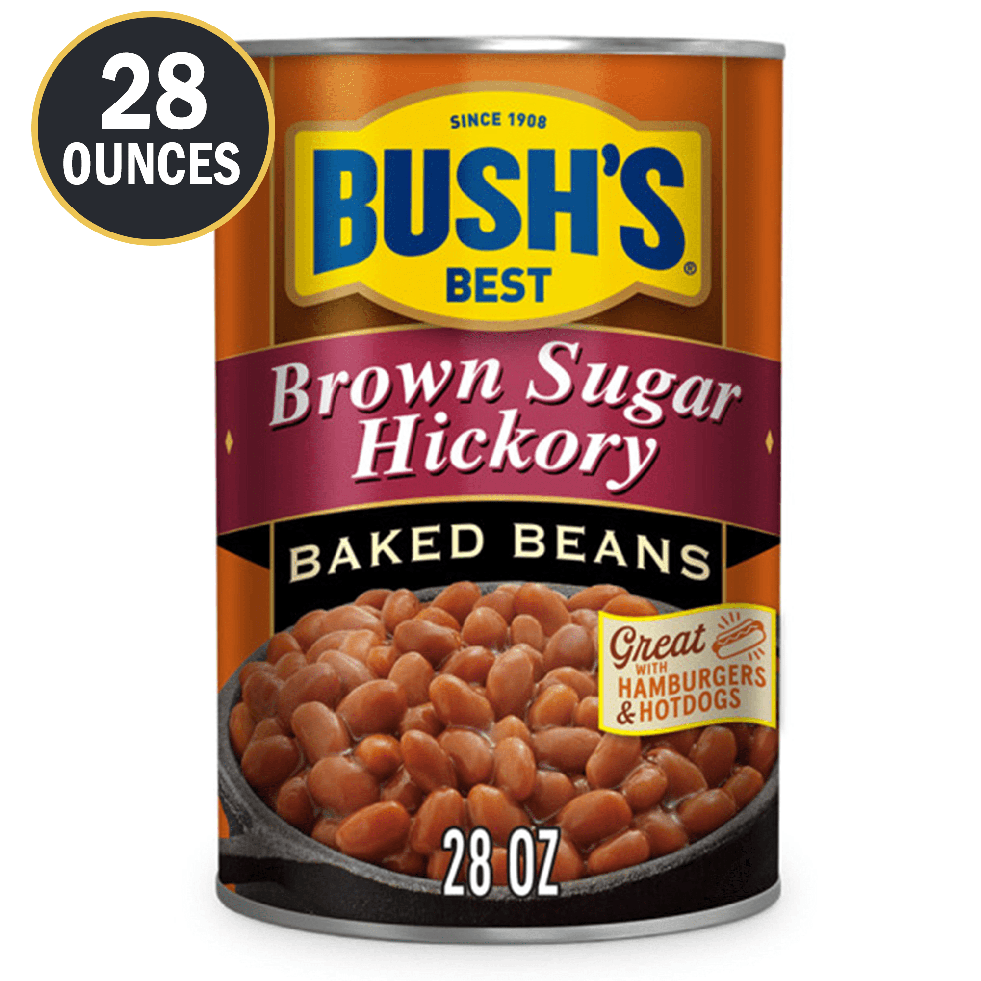 Bush’s Brown Sugar Hickory Baked Beans, Canned Beans, 28 oz