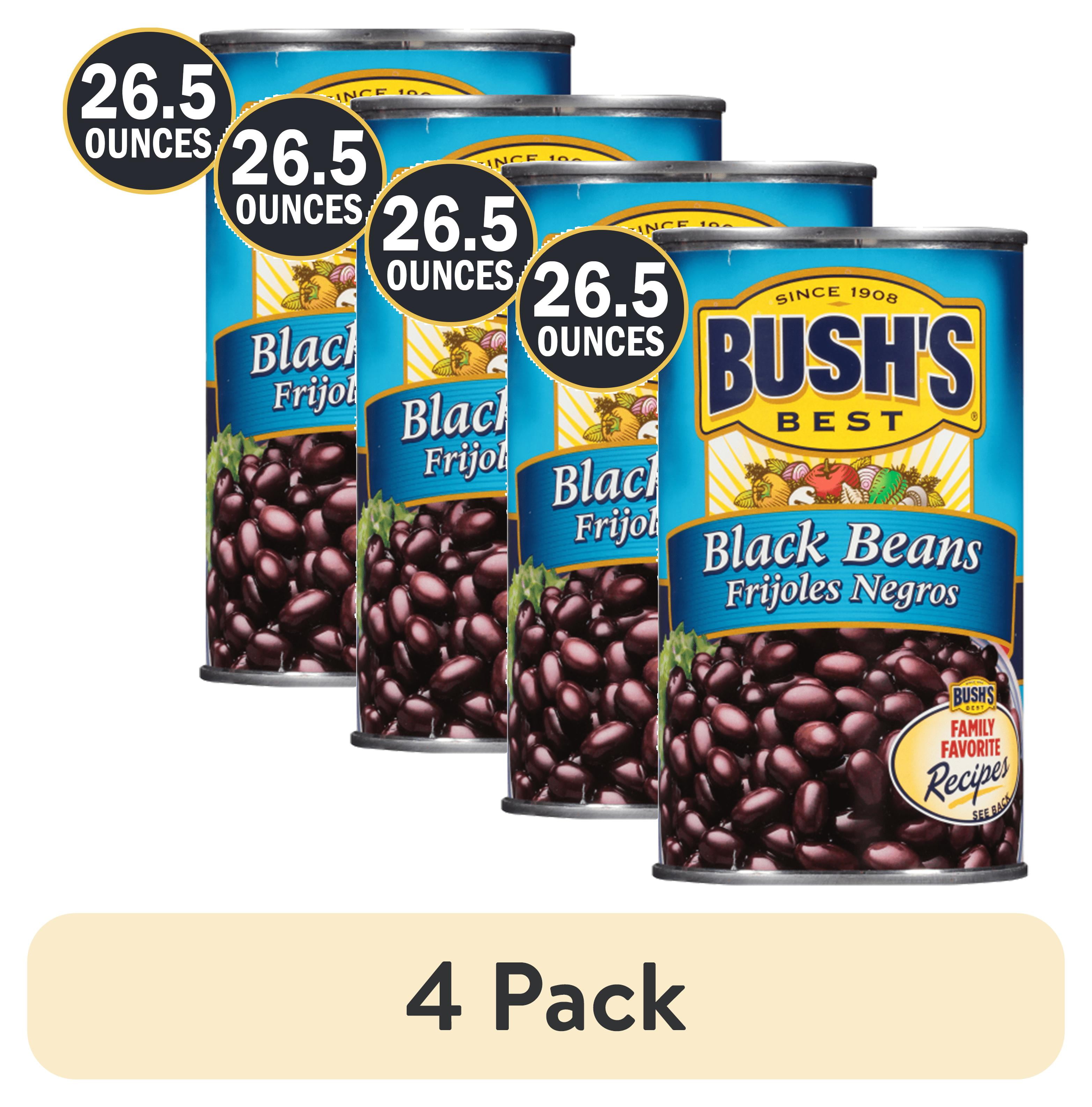 (4 pack) Bush's Canned Black Beans, Canned Black Beans, 26.5 oz Can