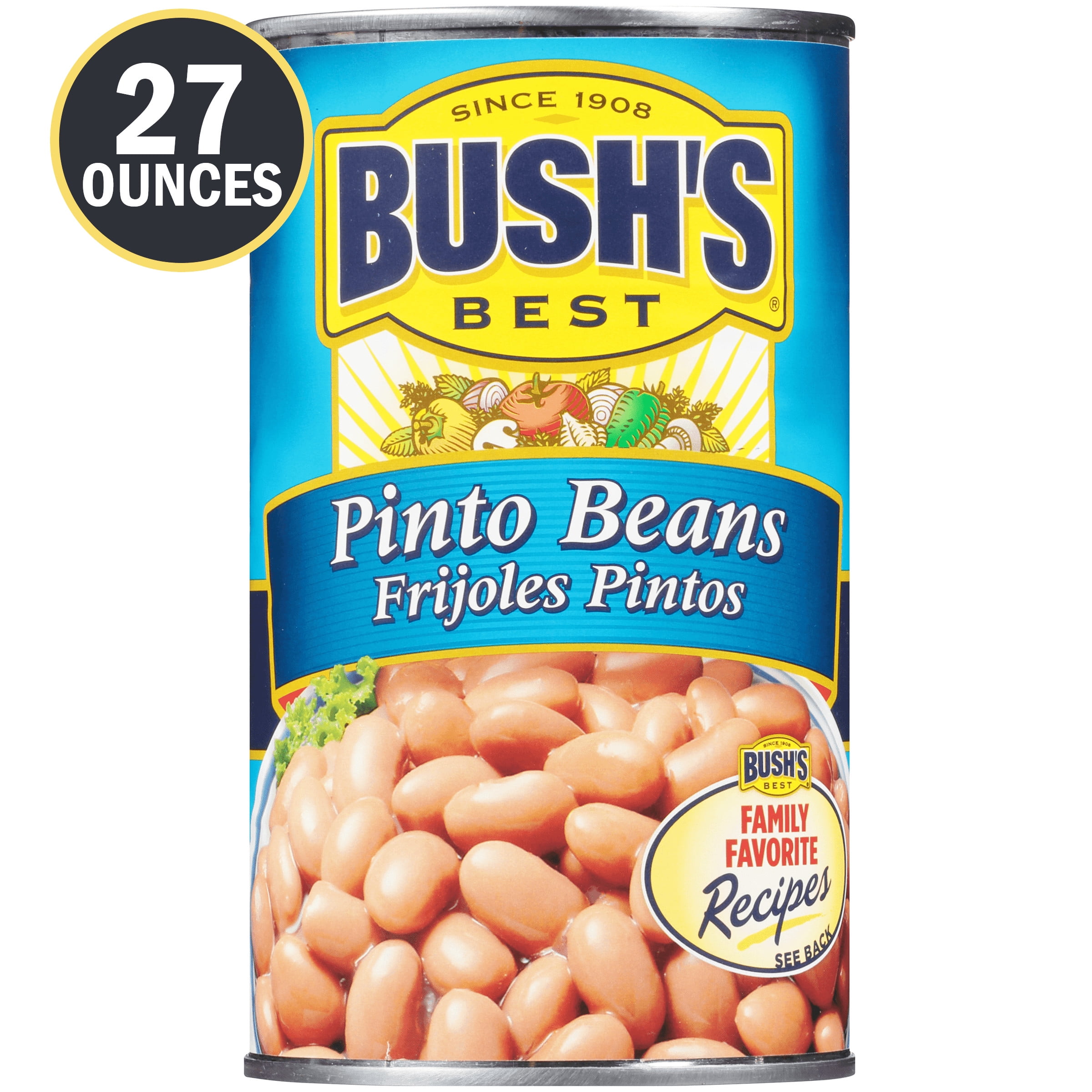 Bush's Canned Pinto Beans, Canned Beans, 27 oz Can - Walmart.com