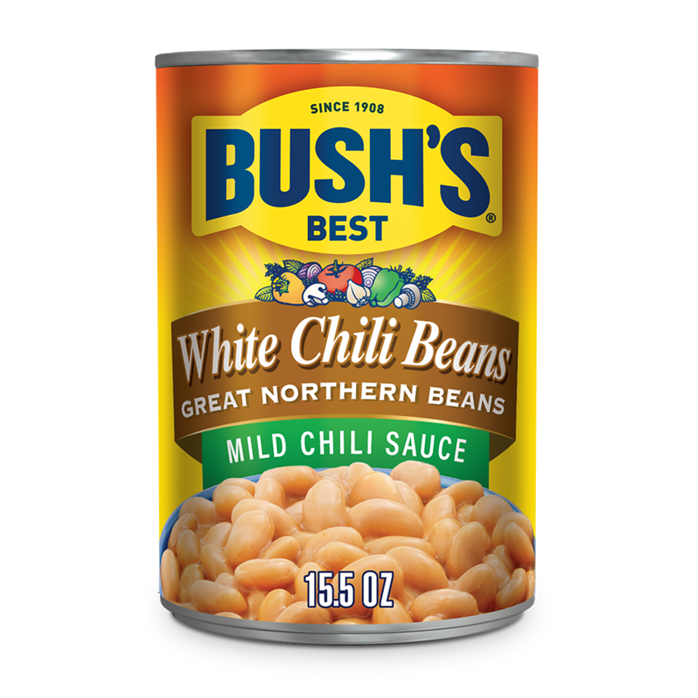 Bush's Chili Beans, Canned Great Northern Beans in Mild Chili Sauce, 15