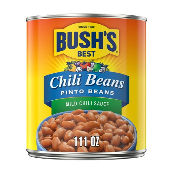 Bush's Chili Beans, Canned Pinto Beans in Mild Chili Sauce, 111 oz Can
