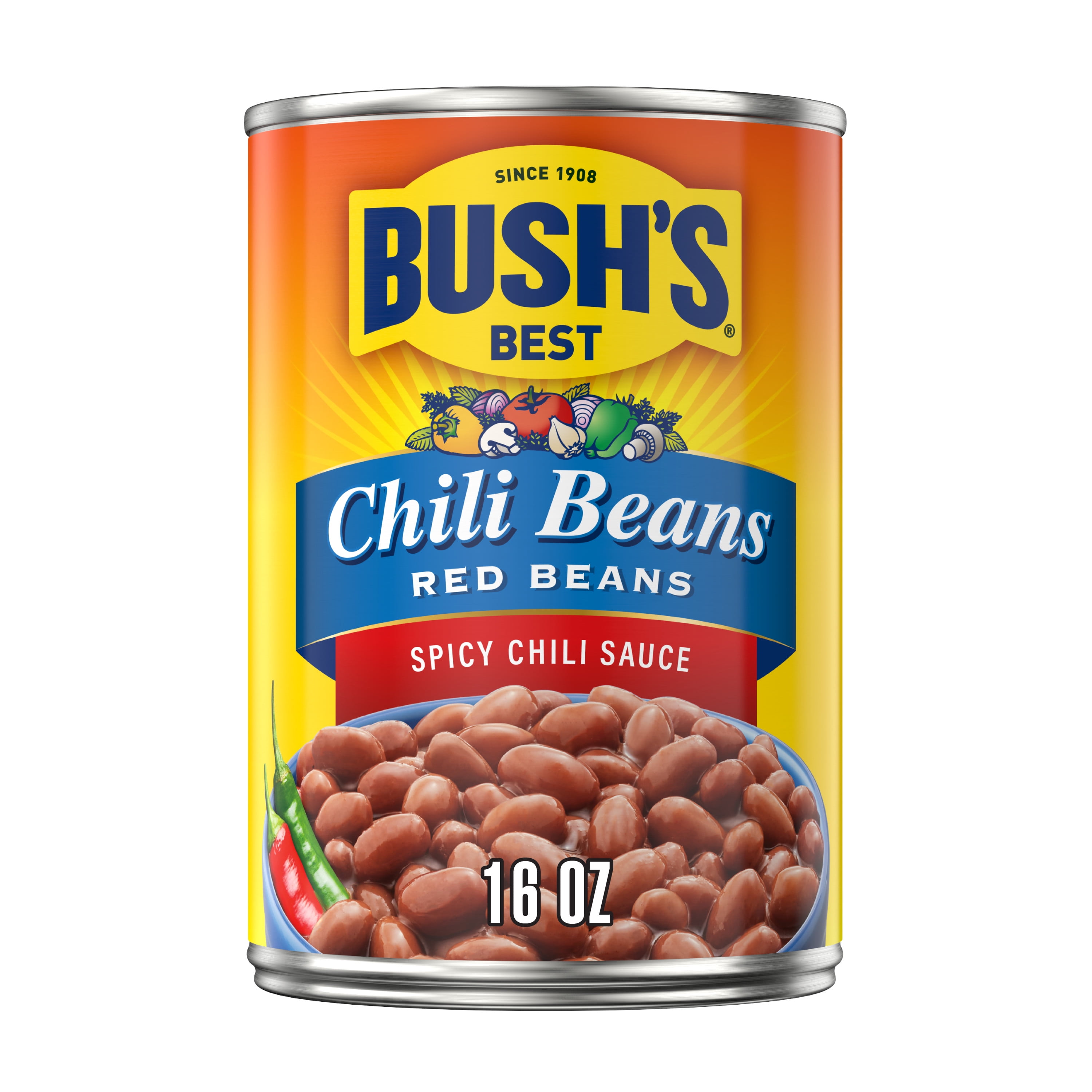 Bush's Chili Beans, Canned Red Beans in Hot Chili Sauce, 16 oz Can