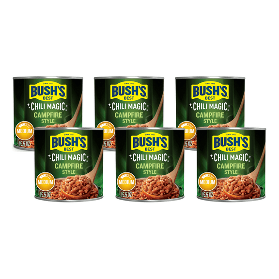 Bush's Chili Magic Beans, Campfire Style Pinto Beans in Medium Chili Sauce, 15.5 oz Can (Pack of 6)