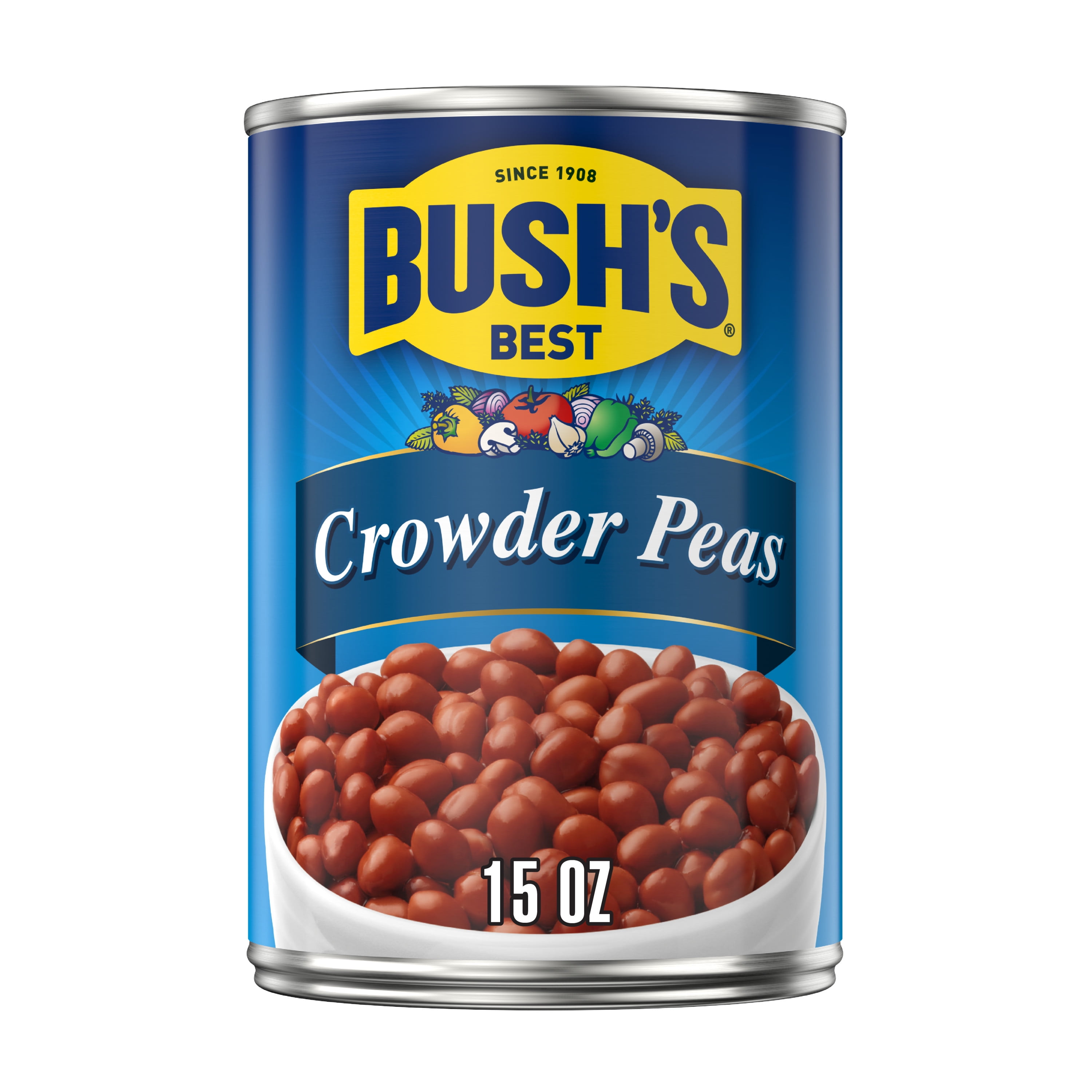 Bush's Crowder Peas, Plant-Based Protein, Canned Field Beans, 15 oz