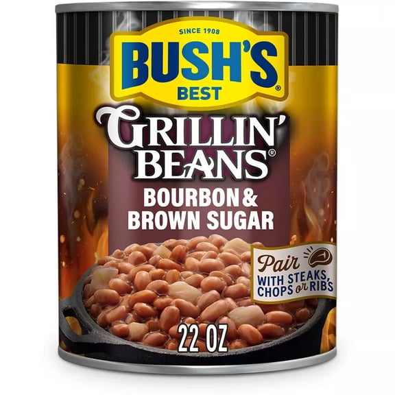Bush's Gluten Free Bourbon and Brown Sugar Grillin' Beans 22oz (Pack of 6)