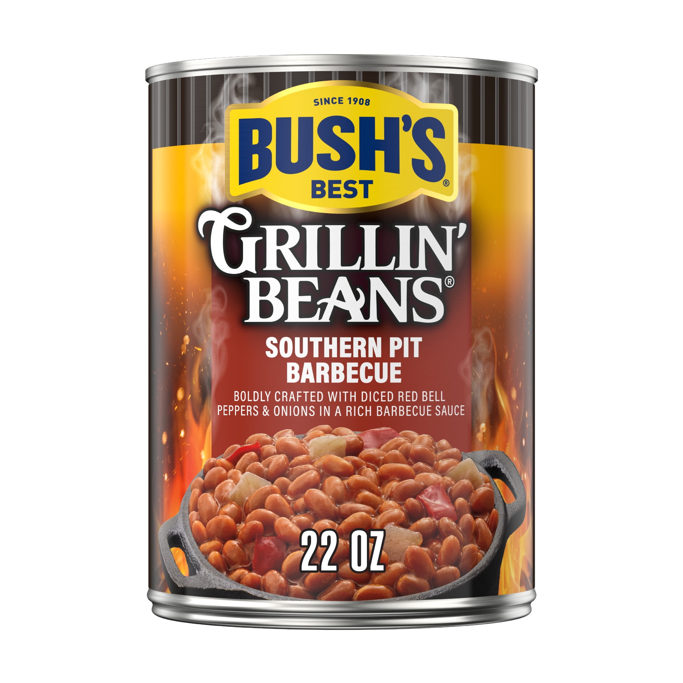 Bush's Grillin' Beans Southern Pit Barbeque, Canned Beans in Sweet & Smoky Sauce, 22 oz
