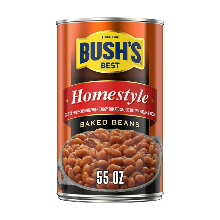 BUSH'S Homestyle Baked Beans 55 oz Canned Beans with Navy Beans