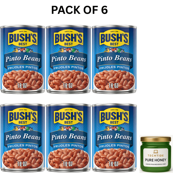 Bush's Canned Pinto Beans, Canned Beans, 16 oz Can  ( pack of 6 )