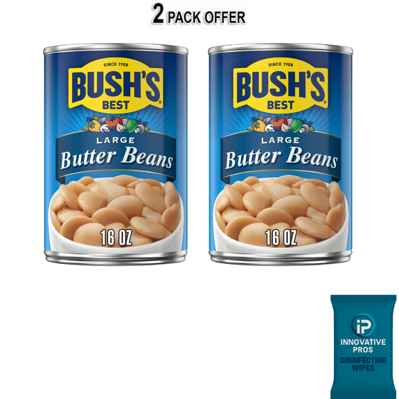 Bush's Large Butter Beans Beans, Canned Butter Beans, 16 oz Can