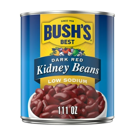 Bush's Low Sodium Dark Red Kidney Beans, Canned Dark Red Kidney Beans, 111 oz Can