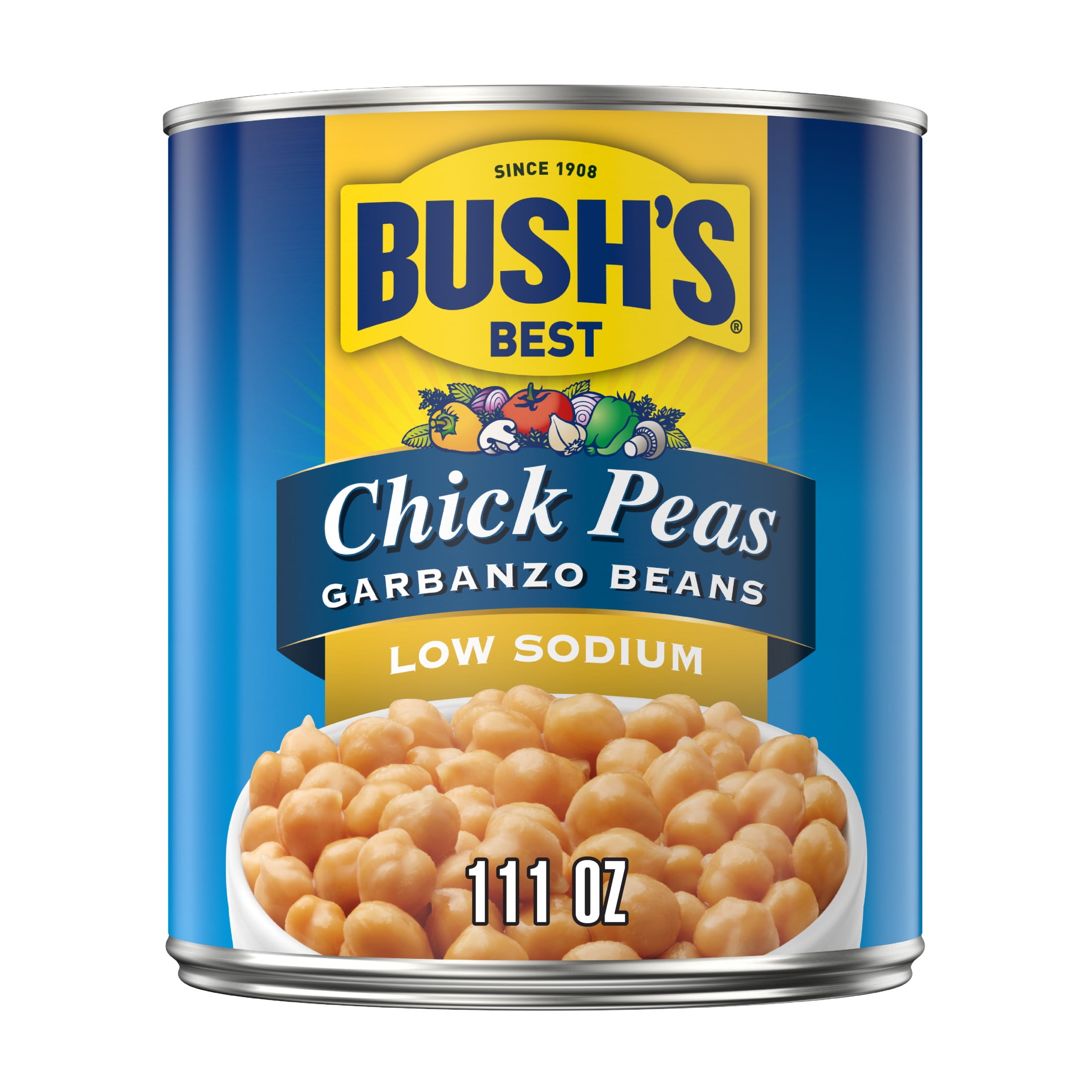 Bush's Low Sodium Garbanzo Beans, Canned Chickpeas, 111 oz