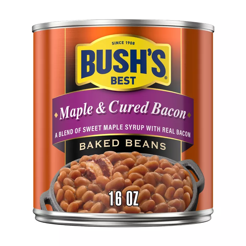 Bush's Maple Cured Bacon Baked Beans 16oz (Pack of 4)