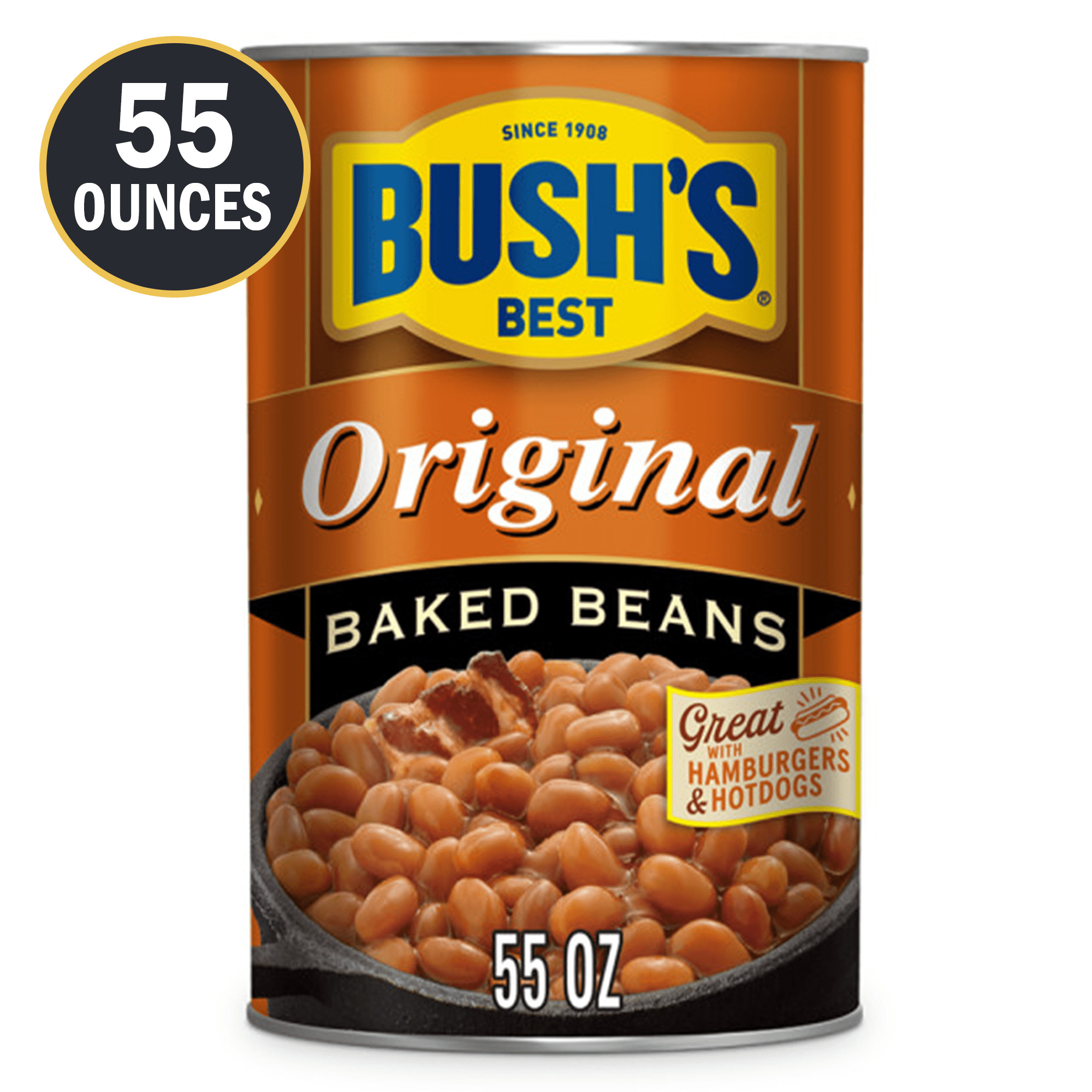 Bush's Original Baked Beans Seasoned with Bacon & Brown Sugar, Canned Beans, 55 oz - image 1 of 7