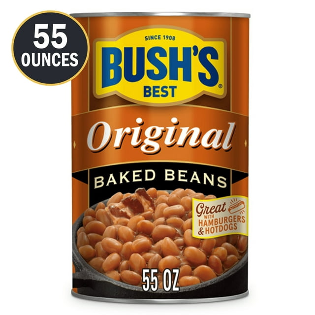 Bush's Original Baked Beans Seasoned with Bacon & Brown Sugar, Canned Beans, 55 oz