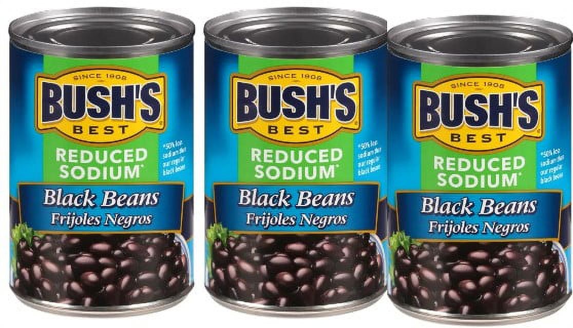 Bush's Reduced Sodium Black Beans 15oz pack of 3