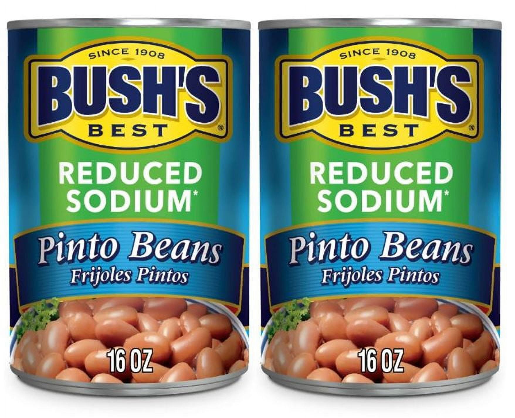 Bush's Reduced Sodium Pinto Beans, Canned Beans, 16 oz Can, Pack of 2