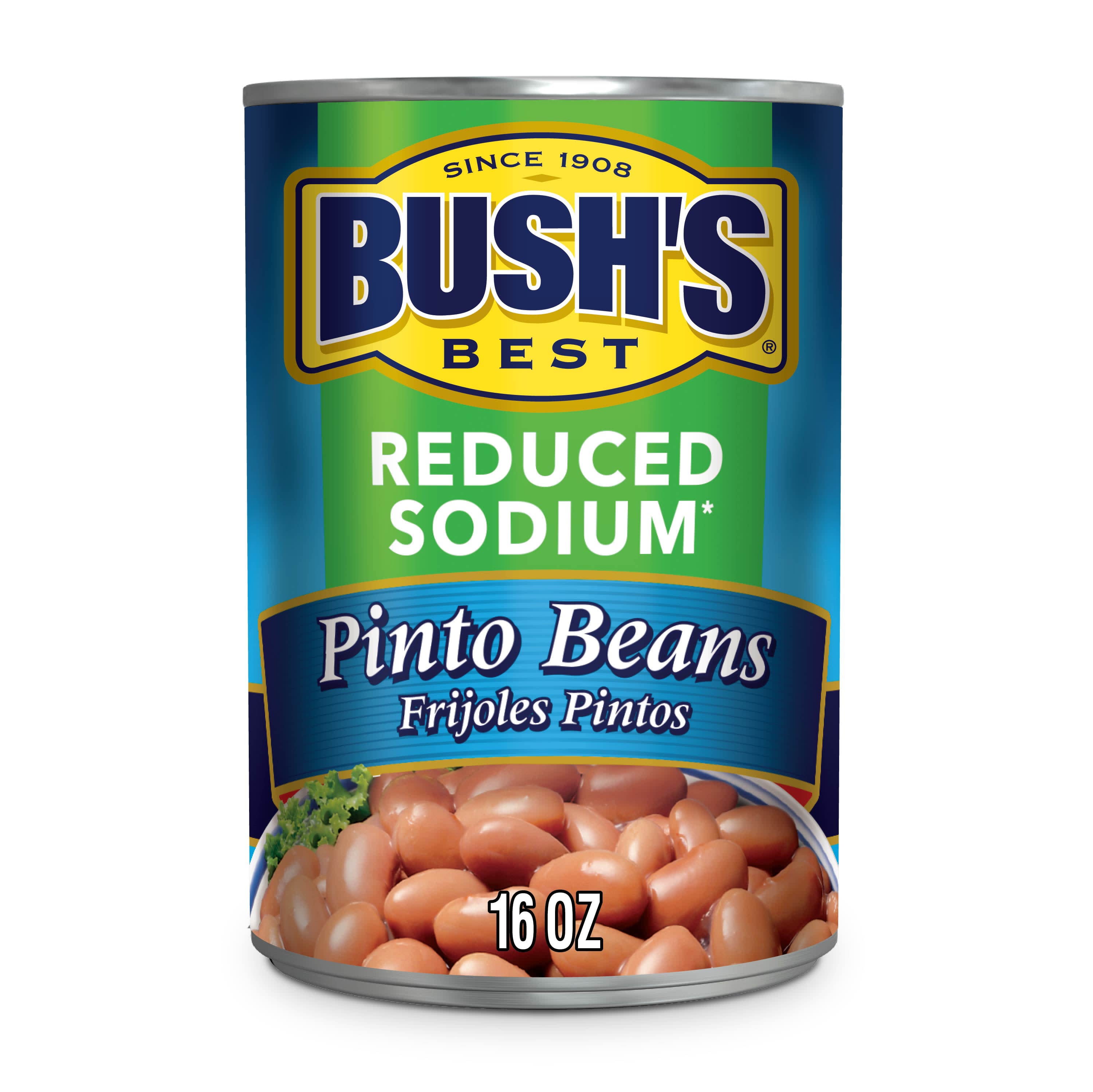 Bush's Reduced Sodium Pinto Beans, Canned Beans, 16 oz Can