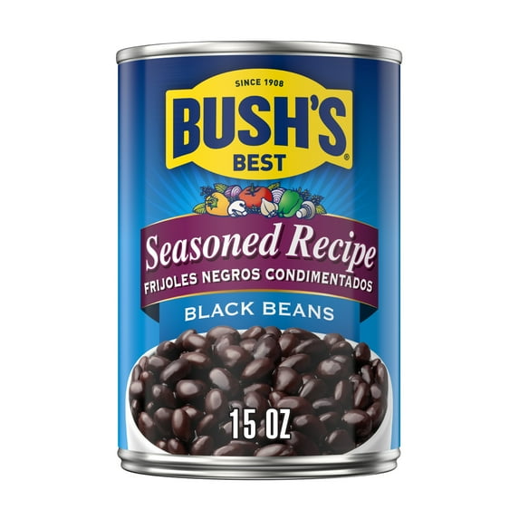 Bush's Seasoned Recipe Black Beans, Canned Beans, 15 oz