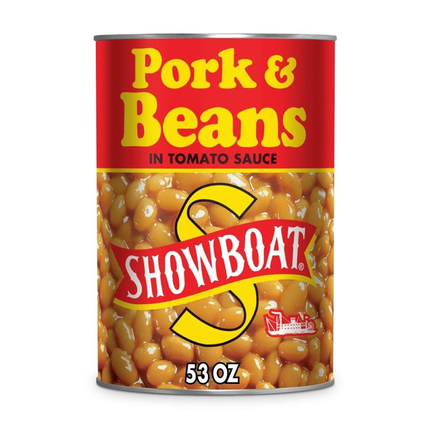 Bush's Showboat Pork and Beans, Canned Beans in Tomato Sauce, 53 oz