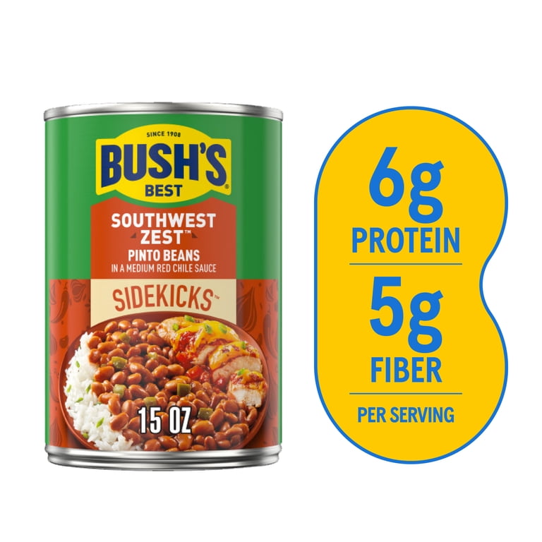 BUSH'S, Canned Beans, 15 oz, Southwest Zest Pinto Beans - Walmart.com
