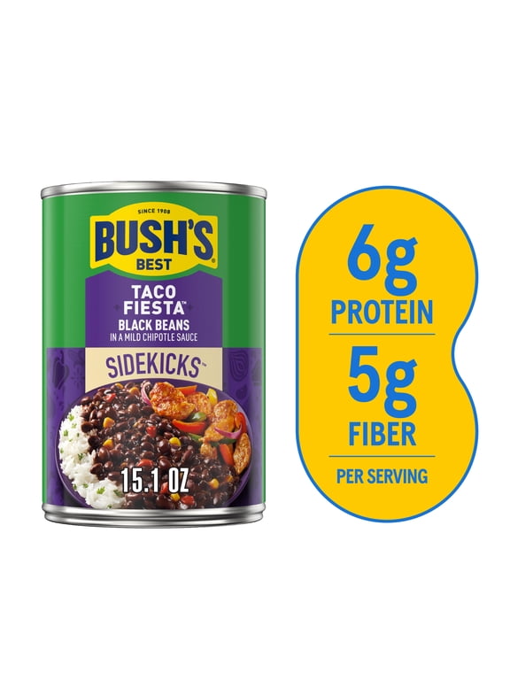 Sidekicks Taco Fiesta Black Beans, Canned Black Beans, 15.1 oz Can