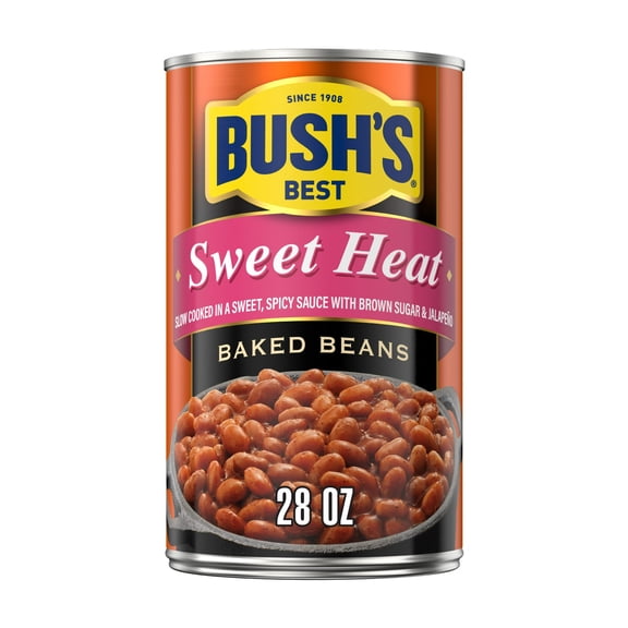 Bush's Sweet Heat Baked Beans, Canned Beans, 28 oz Can (Pack of 4)