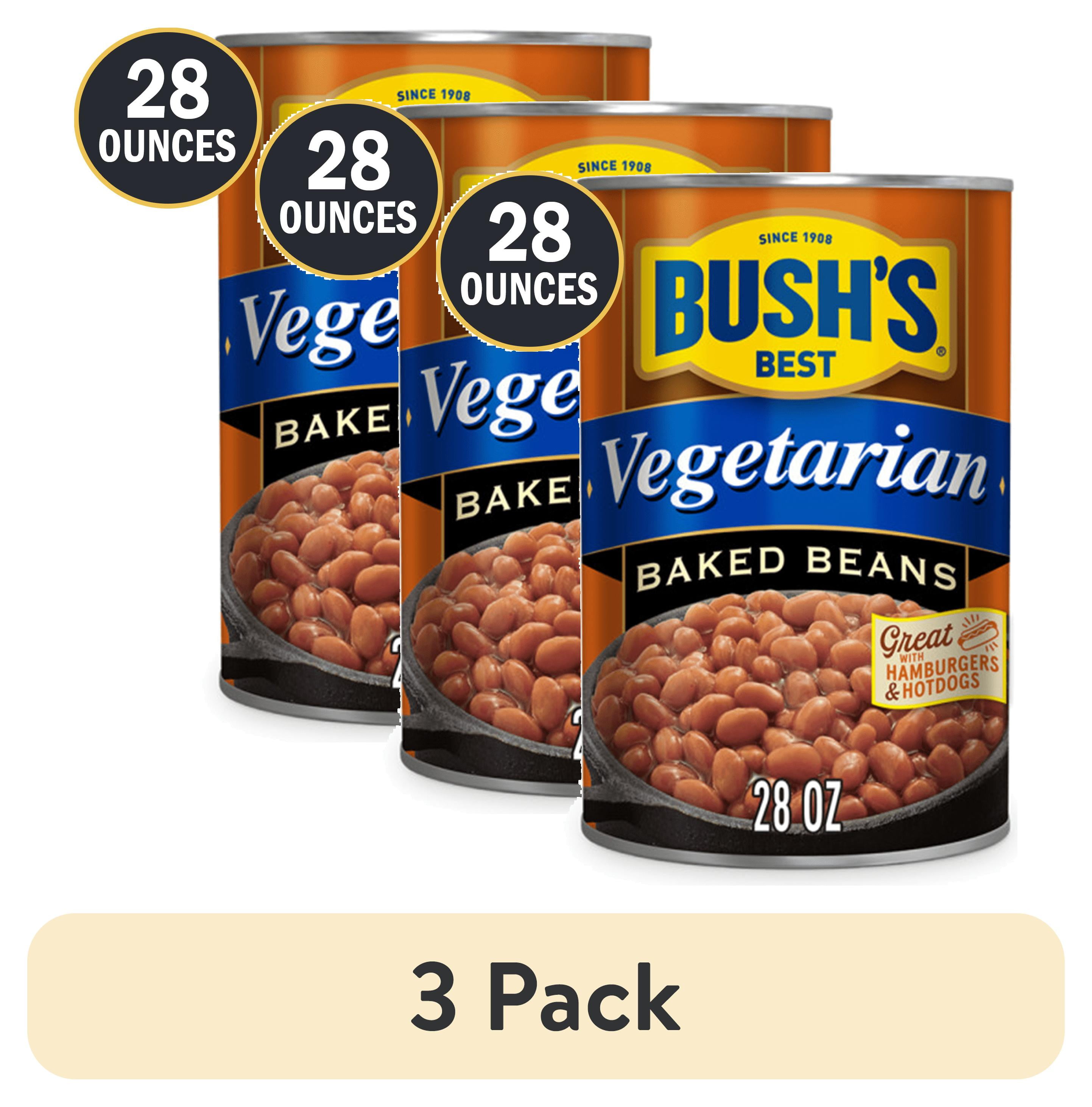 (3 pack) Bush's Vegetarian Baked Beans, Canned Beans, 28 oz