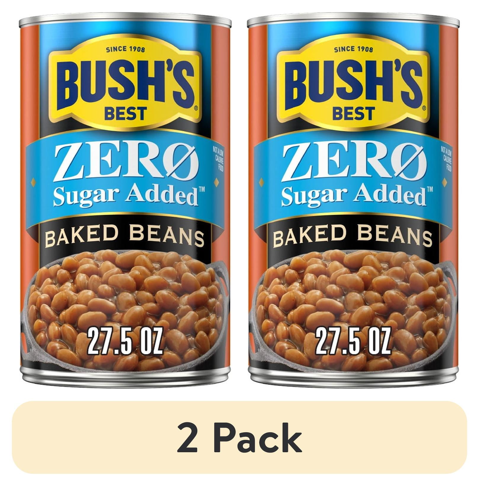 (2 pack) Bush's Zero Sugar Added Baked Beans, Canned Beans, 27.5 oz Can