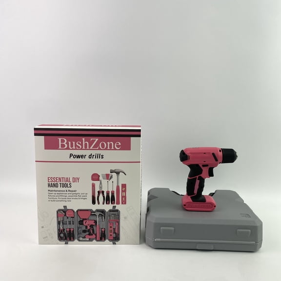 BushZone Power drills, 58pc Pink 8V USB Electric Power Cordless Drill Driver and Womens Ladies Home DIY Tool Kit Set. Screwdrivers, Drill Bit Set Accessories, Pliers and Hammer In a Toolbox Case