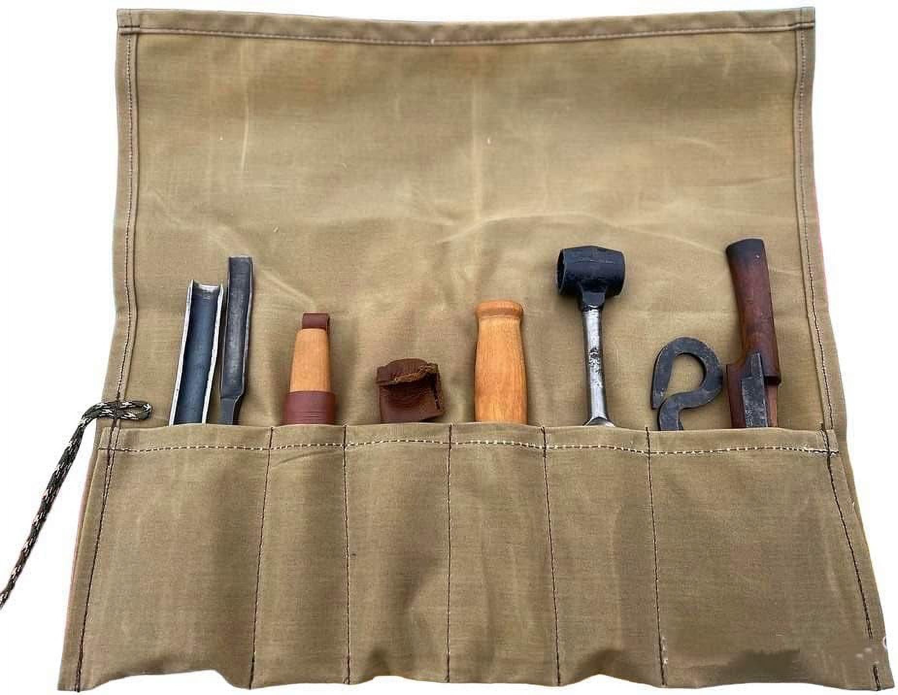 Bushcraft Tool Roll, Waxed Canvas Tool Roll, Camping Tool Kit, Camp Utensil Roll, Carving Tool