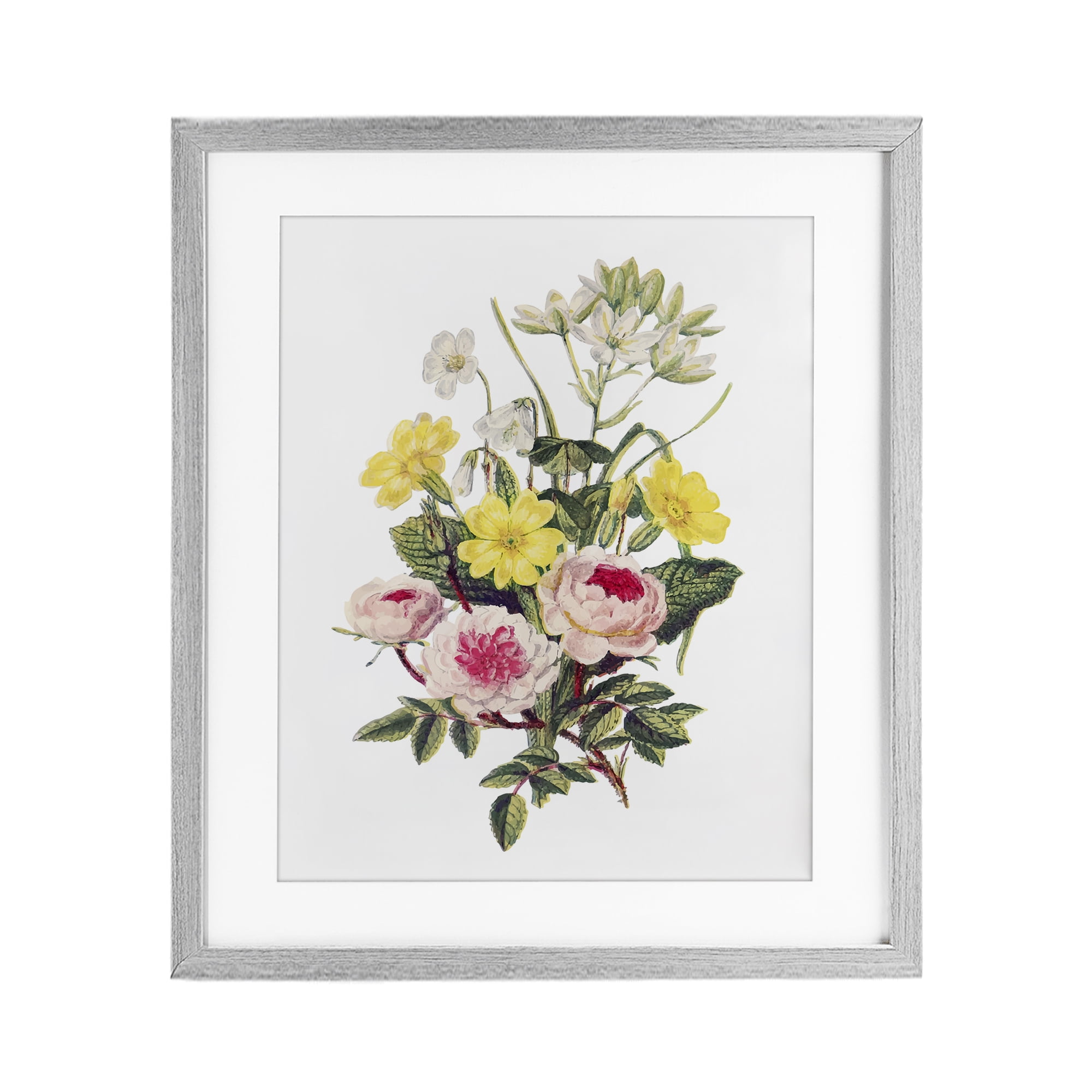 Bushel of Wild Florals Gray Framed Print Under Glass, design by Lettered and Lined