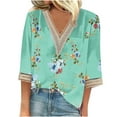 Bushi Boho Blouses For Women 2024 3/4 Sleeves V Neck T Shirts For Women