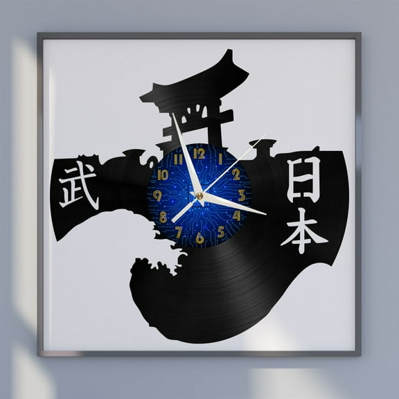 Bushido Attractions in Japan 12 Inch Vinyl Record Wall Clock - Silent, Creative, and Unique Clock for Living Room, Entryway, or Bedroom Decor - Perfect Gift Idea(12 inchs B without LED)