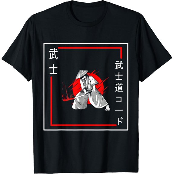 Bushido Code Samurai Calligraphy Japanese Kanji Fan T-Shirt S-3XL