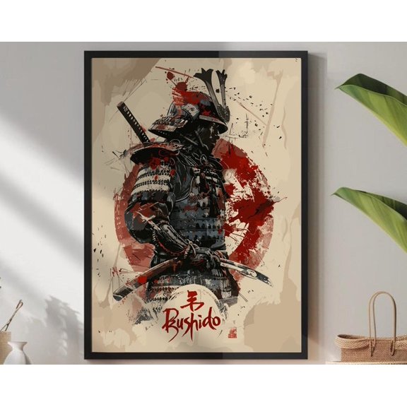 Bushido Code Samurai Warrior Wall Art Print, Unframed Paper Poster 8x10in
