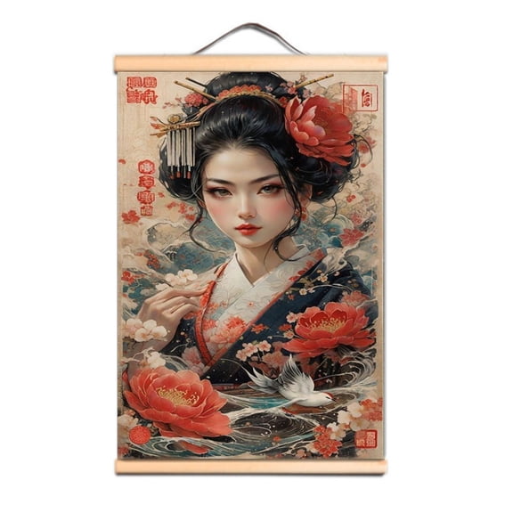 Bushido Tattoo Posters & Prints Japan Samurai Scroll Painting Wall Art Decor Banner 0,Multicolor,11.8X17.7 inches