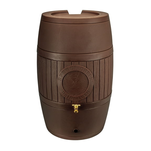 Good Ideas Bushman Spruce Creek 54 Gal Rain Saver Barrel with Spigot, Brown