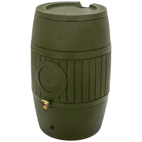 Good Ideas Bushman Spruce Creek 54 Gal Rain Saver Barrel with Spigot, Moss Green