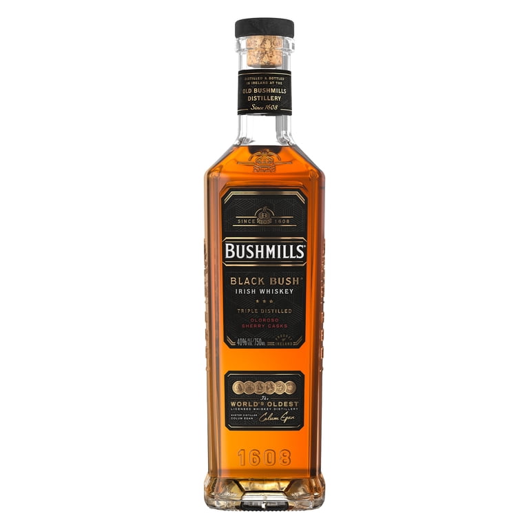Bushmills Black Bush Irish Whiskey, 750 ml Glass Bottle, 40% ABV