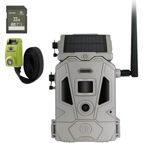Bushnell CelluCORE 20 Solar Trail Camera, Low Glow Hunting Game Camera with Detachable Solar Panel with Bundle Options Strap + SD Card