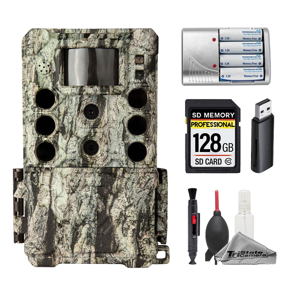 Bushnell Core DS-4K No-Glow Trail Camera (Camo) + 128GB + Batteries w/ Charger + Cleaning Kit (International Version)