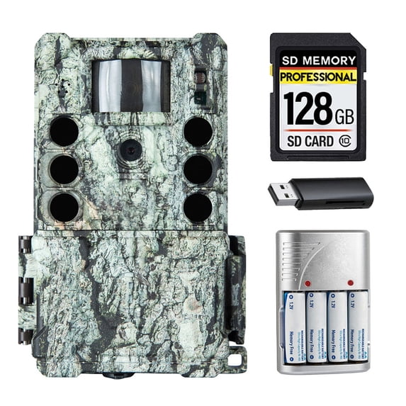 Bushnell Core S-4K No-Glow Trail Camera (Camo) + 128GB + Batteries w/ Charger + Card Reader