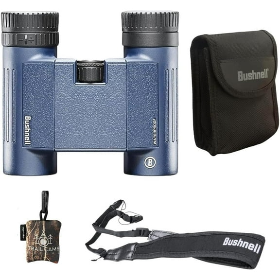 Bushnell H2O 8x25mm Binoculars, Waterproof and Fogproof Binoculars for Boating, Hiking, and Camping + Durable Carrying Case + Microfiber Cleaning Cloth