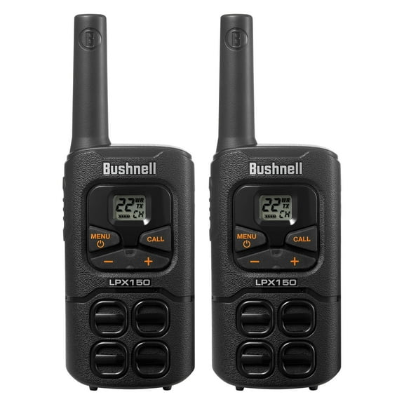 Bushnell LPX150 Compact 0.5-Watt 22-Channel FRS Walkie Talkie Pair, Black, LPX150