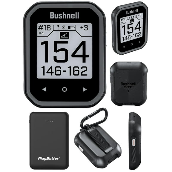 Bushnell Phantom 3 (Black) Slope Golf GPS Handheld Bundle - Touchscreen, Auto Course & Hole Recognition, Auto-Prompt Score Entry with PlayBetter Portable Charger, Belt Clip & Carabiner