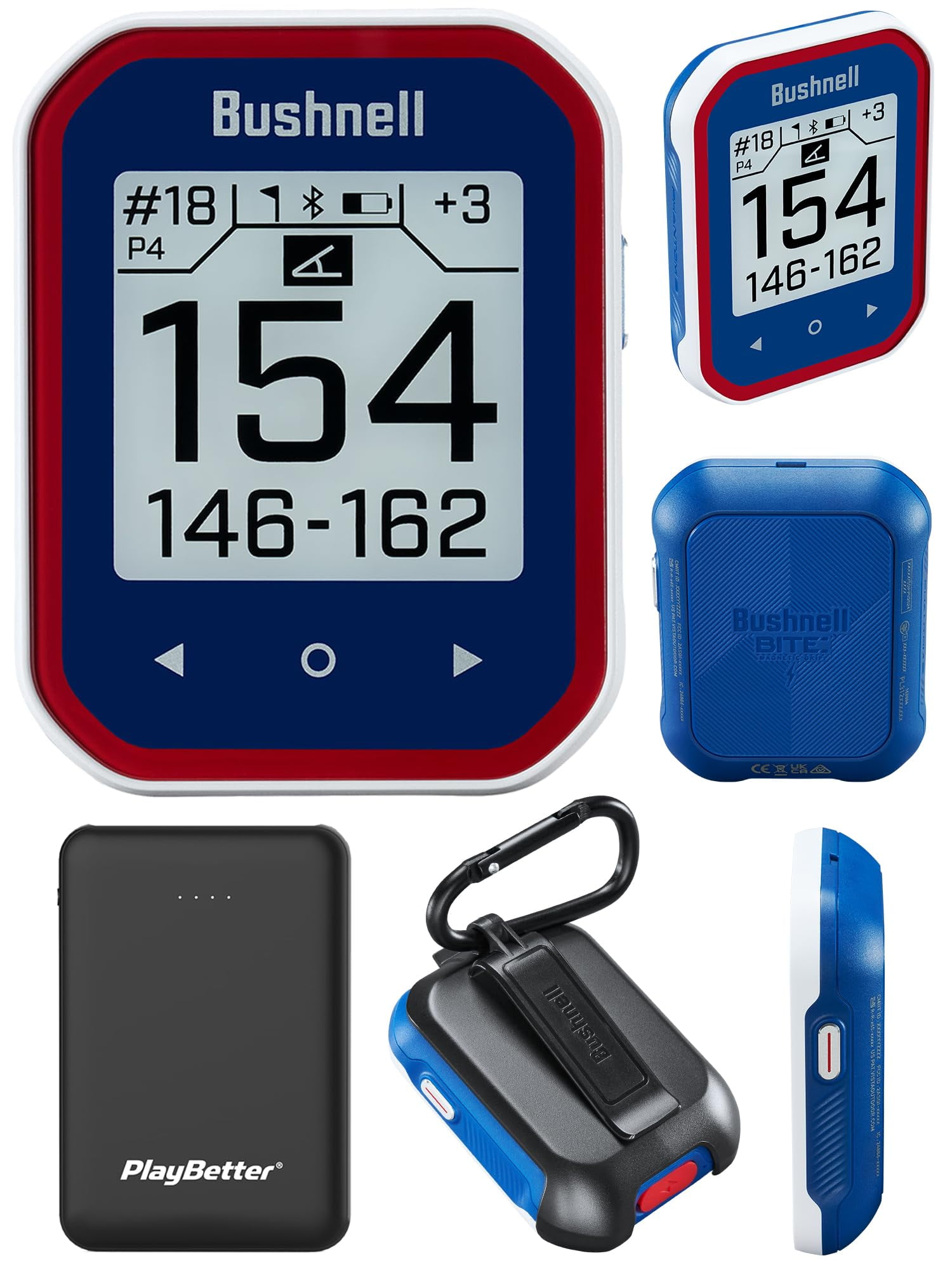 Bushnell Phantom 3 (Blue) Slope Golf GPS Handheld Bundle - Touchscreen, Auto Course & Hole Recognition, Auto-Prompt Score Entry with PlayBetter Portable Charger, Belt Clip & Carabiner