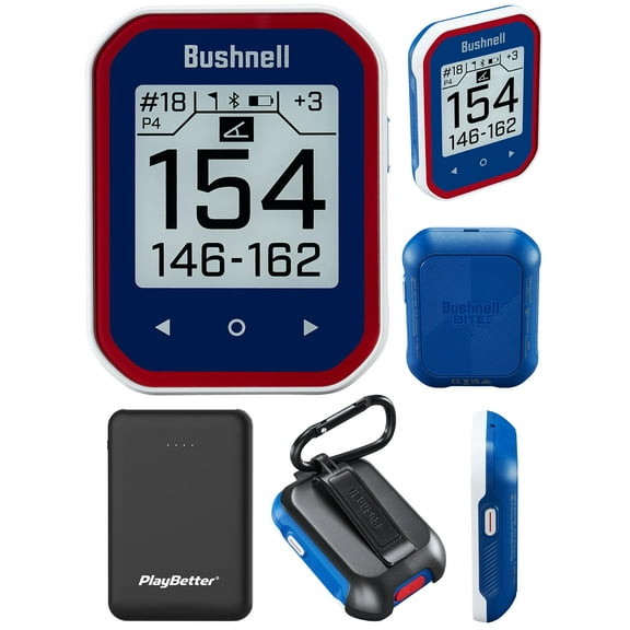 Bushnell Phantom 3 (Blue) Slope Golf GPS Handheld Bundle - Touchscreen, Auto Course & Hole Recognition, Auto-Prompt Score Entry with PlayBetter Portable Charger, Belt Clip & Carabiner