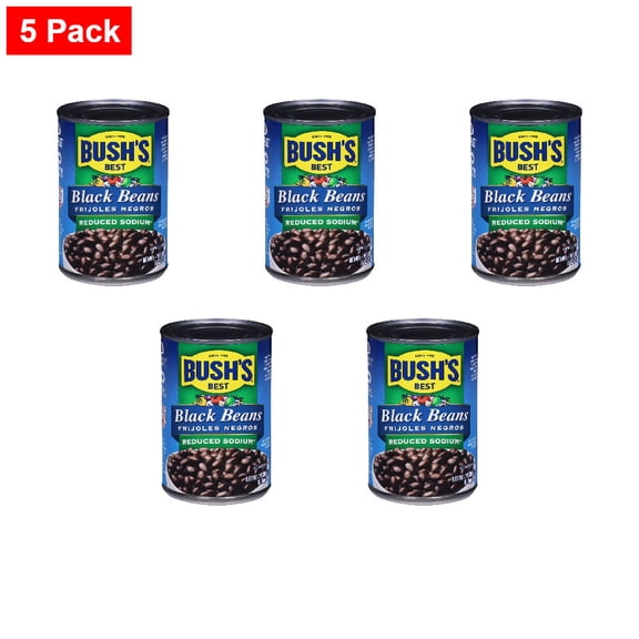 Bushs Best Reduced Sodium Black Beans 15 oz - 5 Pack